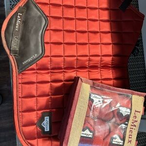 LeMieux Red Quilted Saddle Pad and Bandages Set